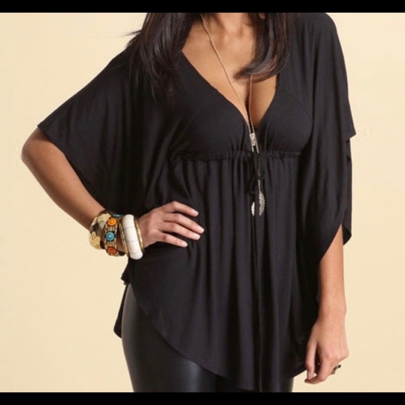 V-NECK BLOUSE BLACK LOOSE LOOK - Picture 5 of 8